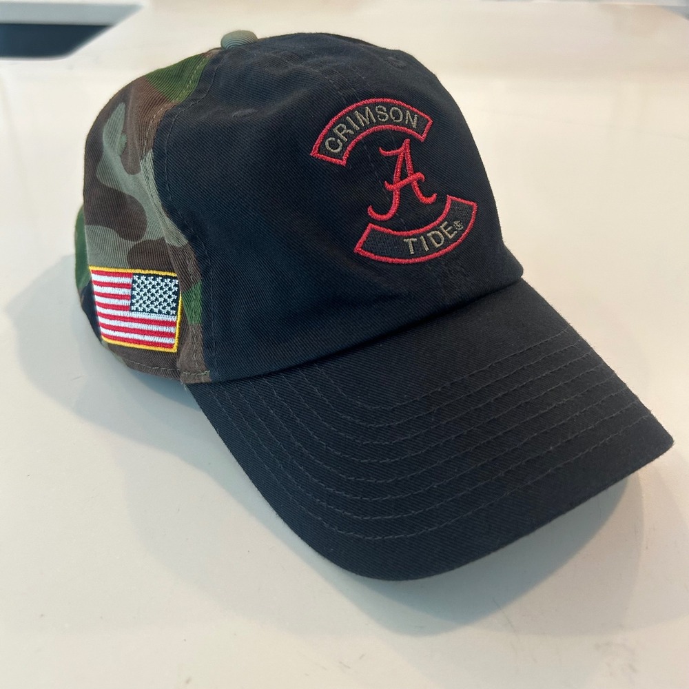 Nike Alabama Crimson Tide USA Hat Mens M/L Black Camo Military Appreciation Cap
